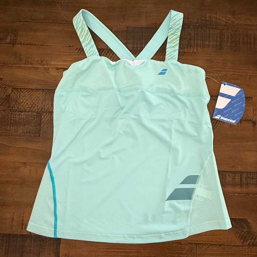 Babolat Women's Tennis Tank Top Aqua Blue Mesh Racerback Size XL